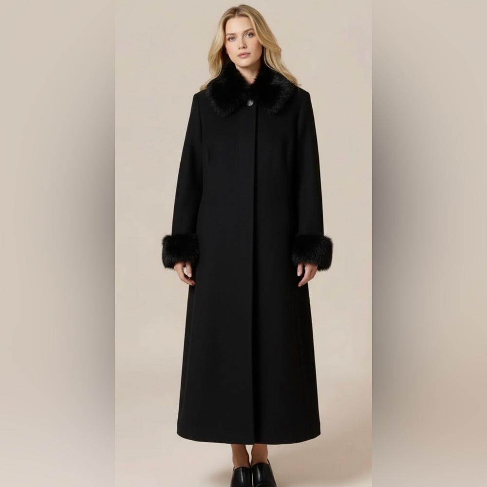 Laura Novelti Long Black Women's Wool Coat
